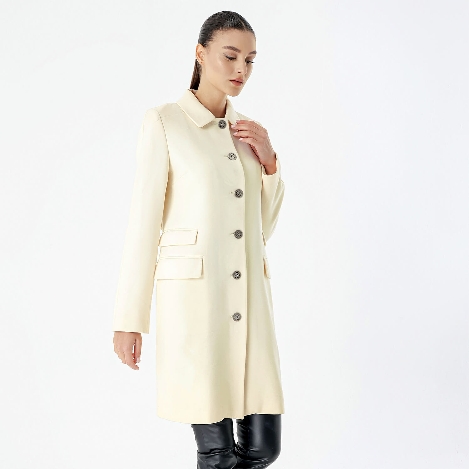 Burberry - Cream Wool Breasted Trench Coat